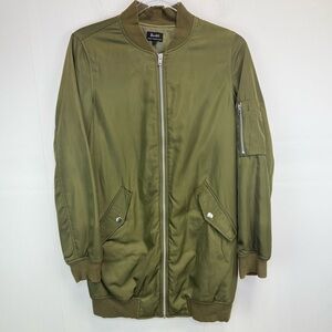 Bardot Bomber Jacket Long Coat Army green Size 2 Streetwear‎ Grunge Trendy